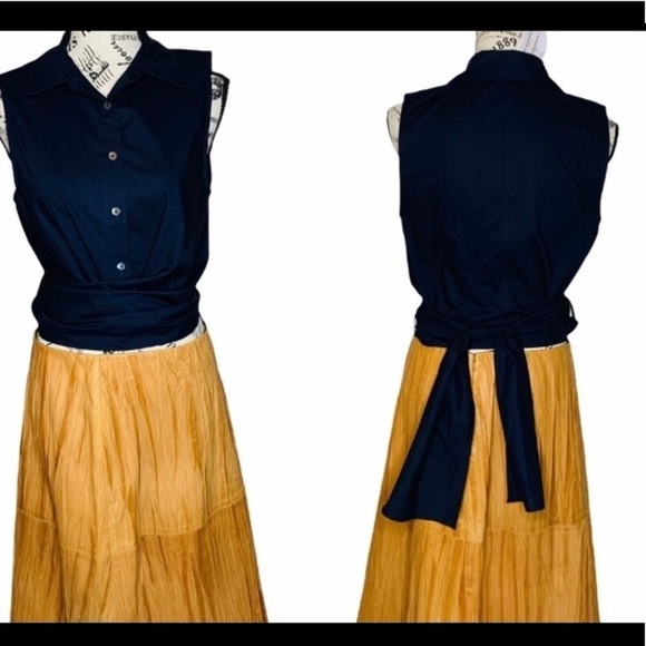 Derek Lam 10 Crosby Navy Blue Sleeveless Button Blouse SZ 6 NWT Twist Tie Cotton - Picture 13 of 13